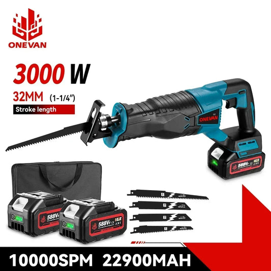 ONEVAN 3000W 10000SPM Electric Reciprocating Saw Electric Chainsaw Saber Saw Cordless Cutter Tool For Makita 18V Battery Pin