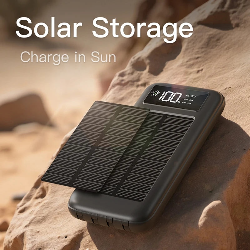 Xiaomi 200000mAh Solar Power Bank Large Capacity Mobile Power Fast Charging Battery with 4 Cables For iPhone Samsung Huawei