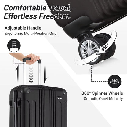 Kono Large Hard Shell Luggage 19/24/28 inch Lightweight ABS 4 Wheels Spinner Business Trip Trolley Case Suitcase