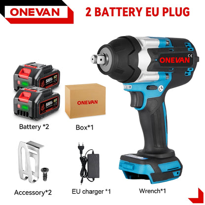 ONEVAN High Torque Cordless Brushless Electric Impact Wrench 1800N.M 1/2" Drill Screwdrivers Power Tools For Makita Battery Pin