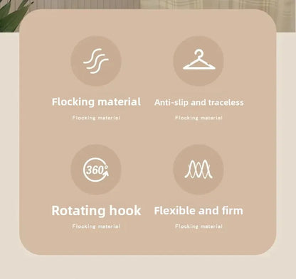 Home Use Flocking Clothes Hanger Anti-Slip Shirt Drying Rack Store Shoulder Corner Seamless Hanging Closet Storage Tool