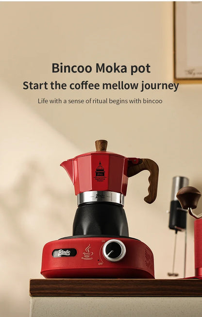 Bincoo Double Valve Coffee Moka Pot Espresso Machine Electric Stove Brewed Coffee Italian Home Outdoor Barista Accessories 220V