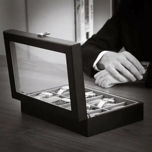 12PCS Watch Box Jewelry Storage Box Men Women Watch Case Holder Organizer Leather Watch Display Case Packaging Box