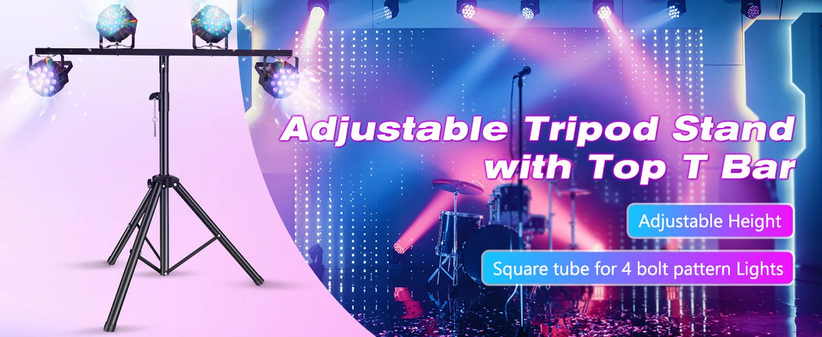 Stage Light Bracket Support DJ Lighting Adjustable Tripod Stand with Top T Bar for Par Lights Stage Lighting Fixture Disco Party