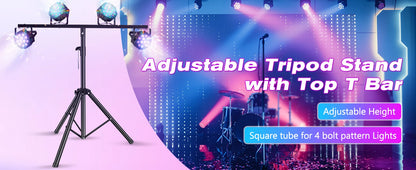 Stage Light Bracket Support DJ Lighting Adjustable Tripod Stand with Top T Bar for Par Lights Stage Lighting Fixture Disco Party