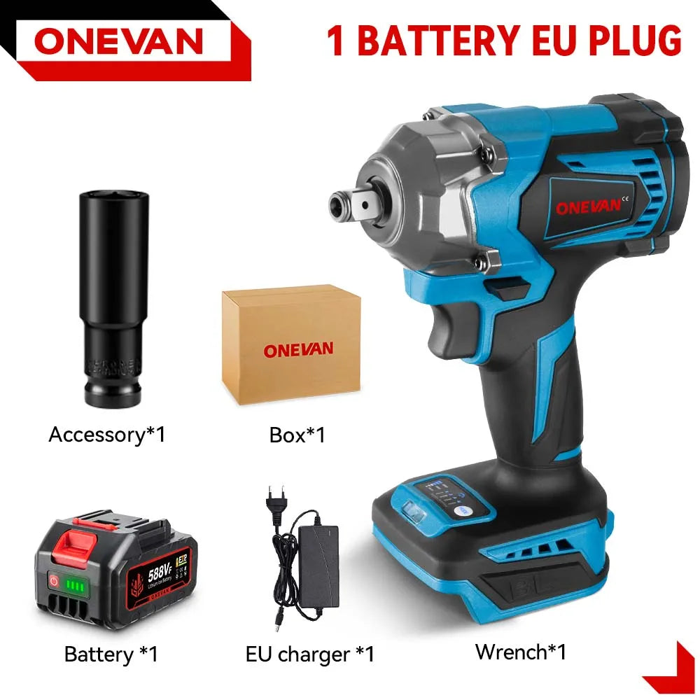 ONEVAN 1200N.m Brushless Electric Impact Wrench 1/2 inch Cordless Electric Screwdriver Drill Tool For Makita 18V Battery Pin