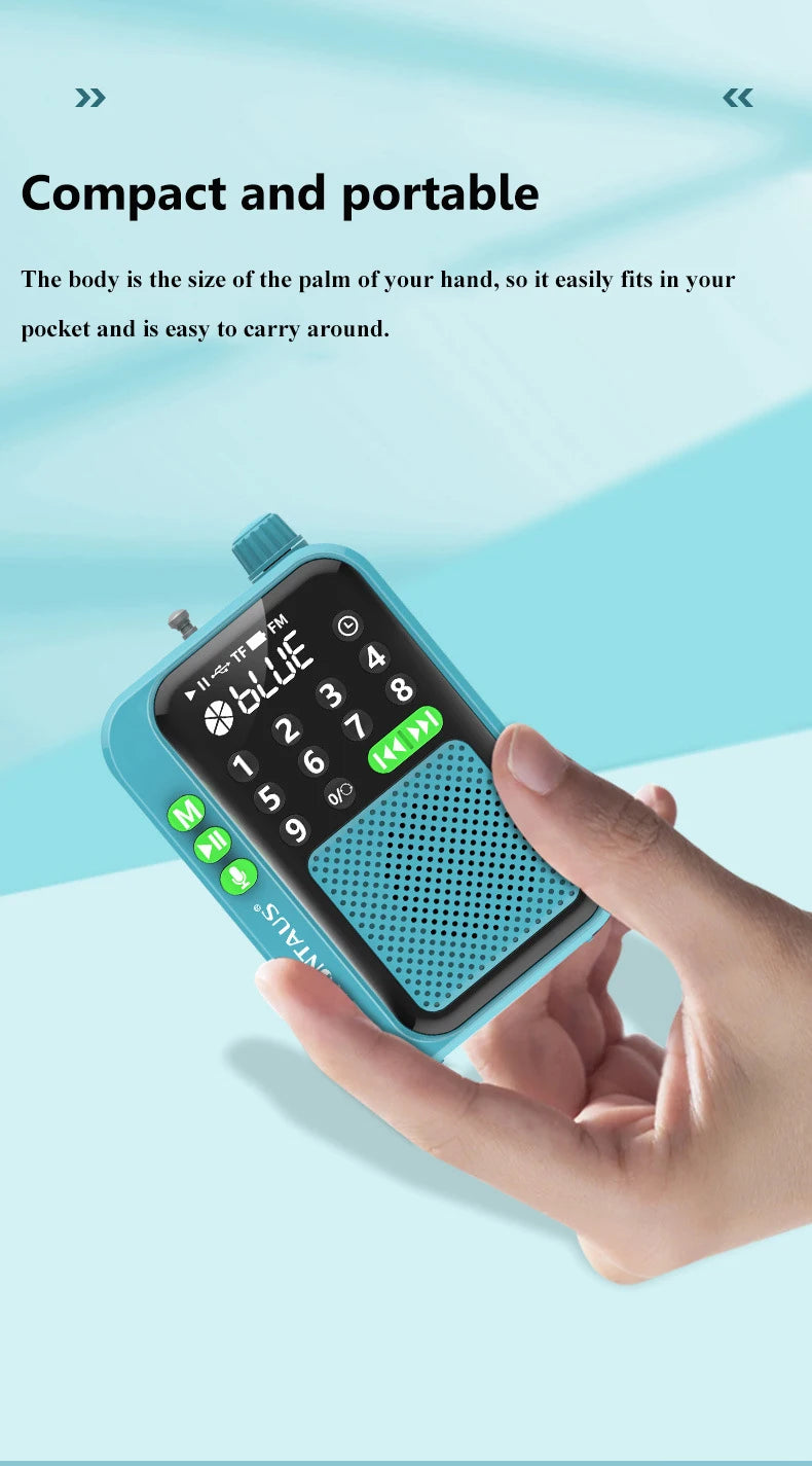 Mini Portable FM Radio Best Reception Radios 5W Wireless Bluetooth Speaker TF Card U Disk Music MP3 Player Support HD Rcording