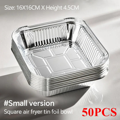50/100PCS Air Fryer Liners Aluminum Foil Bowls Disposable Food Grade Air Fryer Paper for for Baking Frying Grilling Roasting
