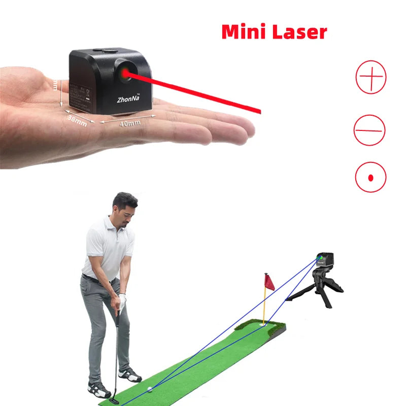 Mini laser horizontal indoor golf assistive device with ultra strong green/red laser beam, portable with battery