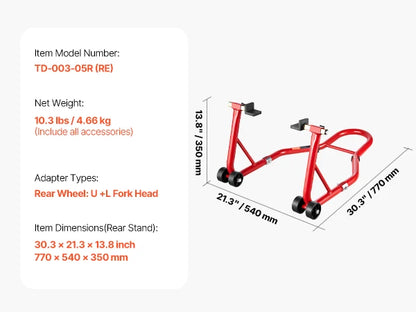 SucceBuy Motorcycle Stand Lift 850lbs Front Rear Combo Stand Lift Front Wheel Dual-Fork Stand Rear U+L Fork Swingarm Spool Stand