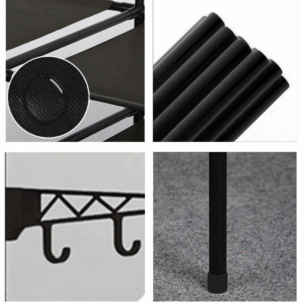 Clothes Rack Double Row Clothes Rack Large Floor Hangers With Hanging Hooks Shoes Household Storage Shelf Modern Coat Rack