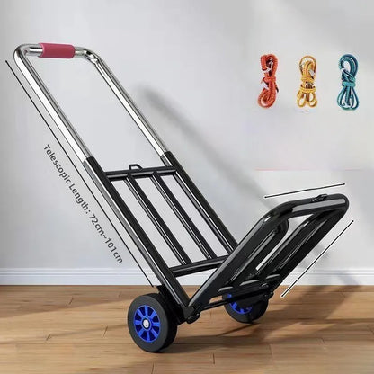 Foldable Stainl Steel Hand-Pulled op Cart for Lage Transport Double Trailer Small Goods Trolley Pu Cart Water