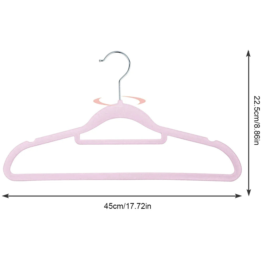 20pcs Durable Flocking Dry Hanger, Household Clothes Drying Rack No Trace Anti-slip, Space Saving, 360°swivel Hook