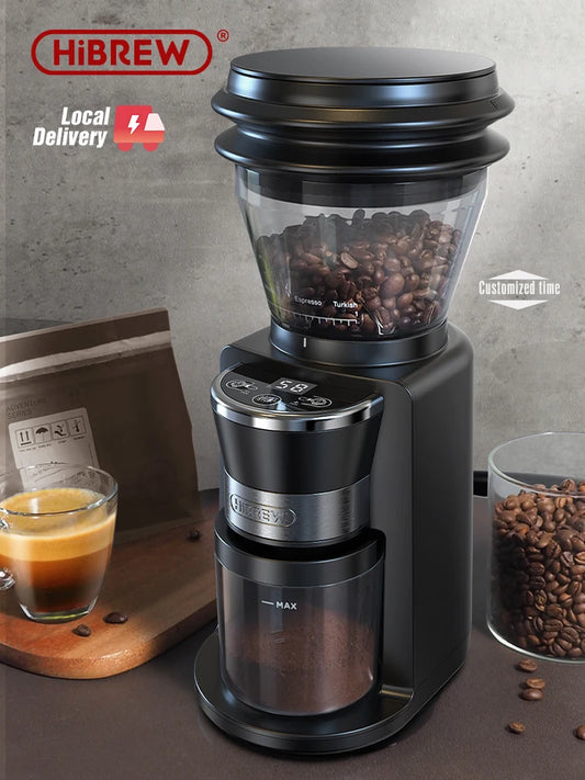 HiBREW Coffee Mill Automatic Electric Coffee Grinder with 31 Gears for Espresso American Coffee Pour Over Visual Bean Storage G3