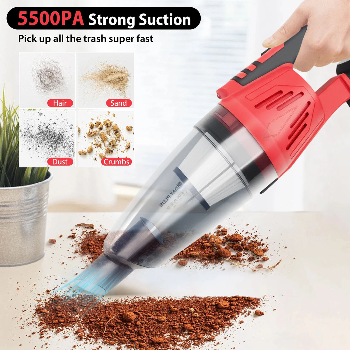 Cordless Vacuum Cleaner, 7000Pa 2-in-1 Upright & Handheld Stick Vacuum, for Hardwood Floors, Carpets, Cars and Pet Hair