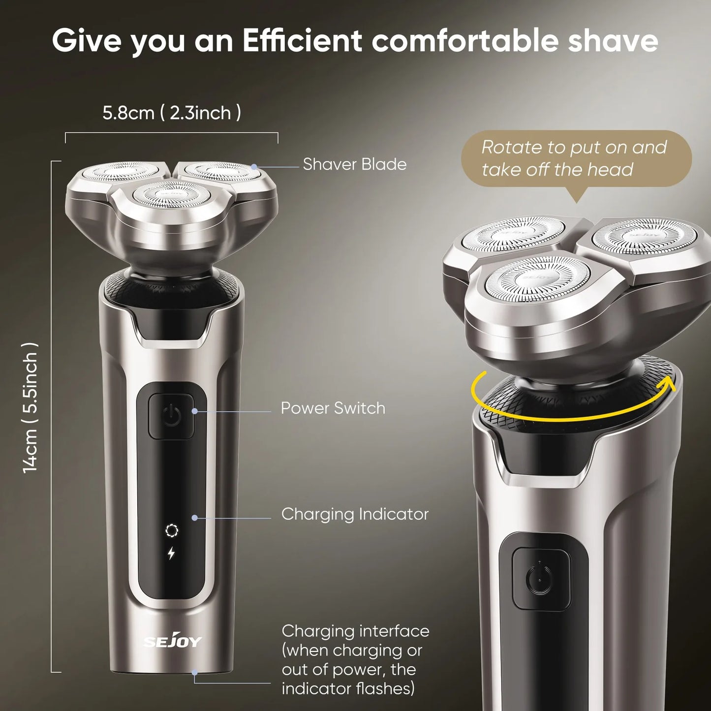 Sejoy 5 in 1 Electric Razor Shaver Barber for Men Rechargeable with Beard Trimmer Portable Shavers for Travel