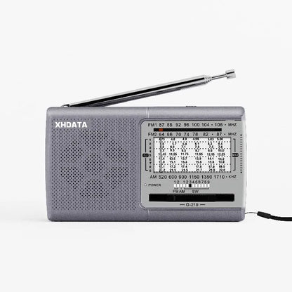 XHDATA D219 Portable Radio AM FM MW Shortwave Receiver Pocket Radio High Sensitivity Multi Band Radio with Speaker Earphone Jack