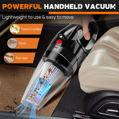 Handheld Vacuum Cleaner Powerful Rechargeable Car Cat Dog Pet Hair Cleaner (LED Light) Car Home Universal Free 3 Brush Heads