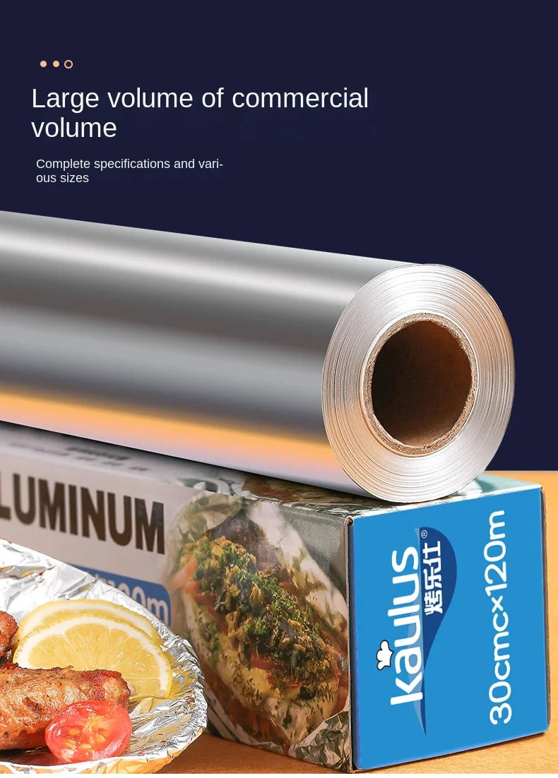Zackoo 10/20/40M Aluminium Foil for Baking Wrap Disposable Airfryer Oven BBQ Tin Foil Food Grade Oil Paper Kitchen Catering Tin