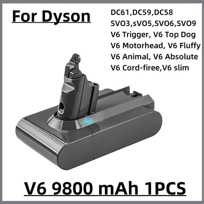 Vacuum Cleaner rechargeable Battery for Dyson V6 V7 V8 V10 V11 V15 Series SV07 DC62 DC58 DC31 Absolute Fluffy