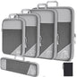 6PCS Travel Compressed Packing Cubes Storage Organizer Set With Shoe Bag Mesh Visual Luggage Portable Lightweight Suitcase Bag