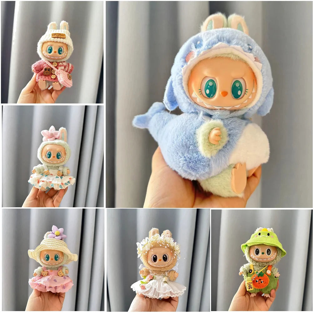 Mini Plush Doll'S Clothes Cute Outfit Accessories For Labubu V1 V2 Korea Kpop Idol Dolls Goose Dinosaur Macaron Clothing Gifts