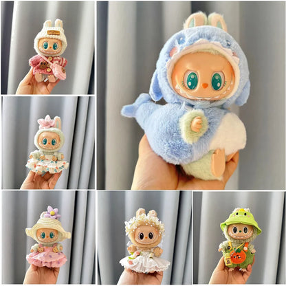 Mini Plush Doll'S Clothes Cute Outfit Accessories For Labubu V1 V2 Korea Kpop Idol Dolls Goose Dinosaur Macaron Clothing Gifts