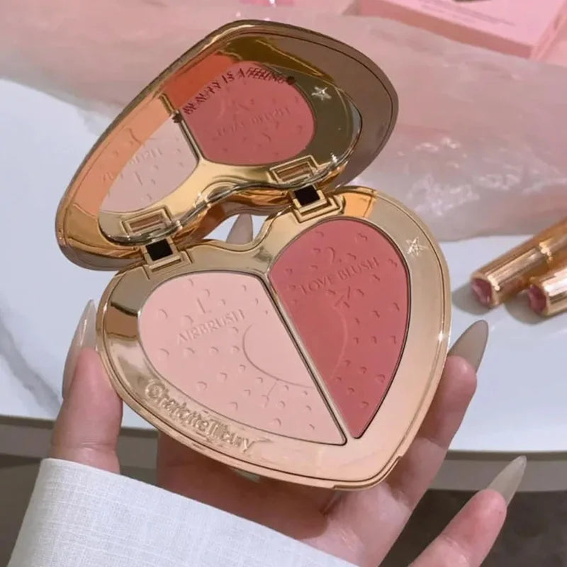 Charlotte Tilbury Shimmer Makeup Air Cushion Lightweight Moisture Oil Control Two Color Heart Shape Powder Blusher Unique Design