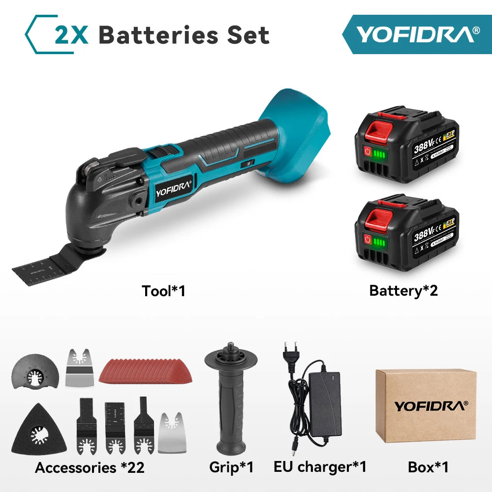YOFIDRA 6 Gears 600W Oscillating Multi Tools Function Tool 20000OPM Electric Saw Trimmer Shovel for Makita 18V Battery Pin
