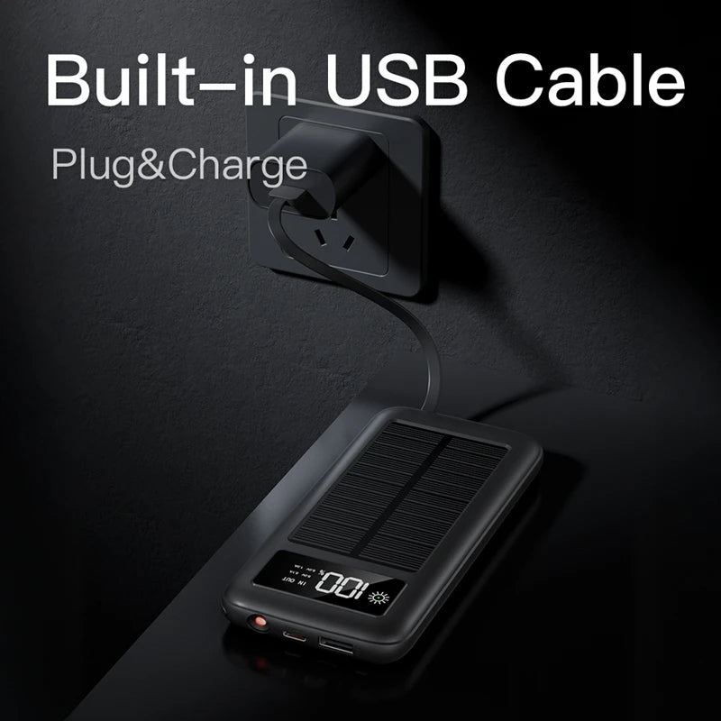 Xiaomi 200000mAh Solar Power Bank Large Capacity Mobile Power Fast Charging Battery with 4 Cables For iPhone Samsung Huawei