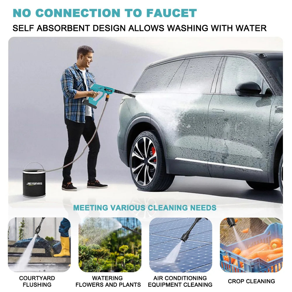 2 Battery Portable Cordless Car High Pressure Washer Jet Water Wash Cleaner Gun compatible Makita with 18V