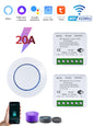 Tuya WiFi Smart Switch 16A 20A 100-240V Relay Controller RF433Mhz Wireless Remote Control Mini Round Panel Switch For Led Light