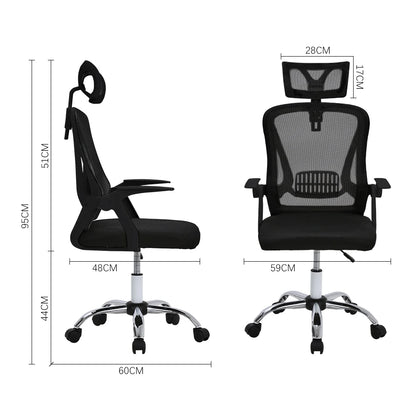 Voltsify Ergonomically designed Swivel Office Chair with Headrest-White/Black,59cm W x 60cm D x 95cm H