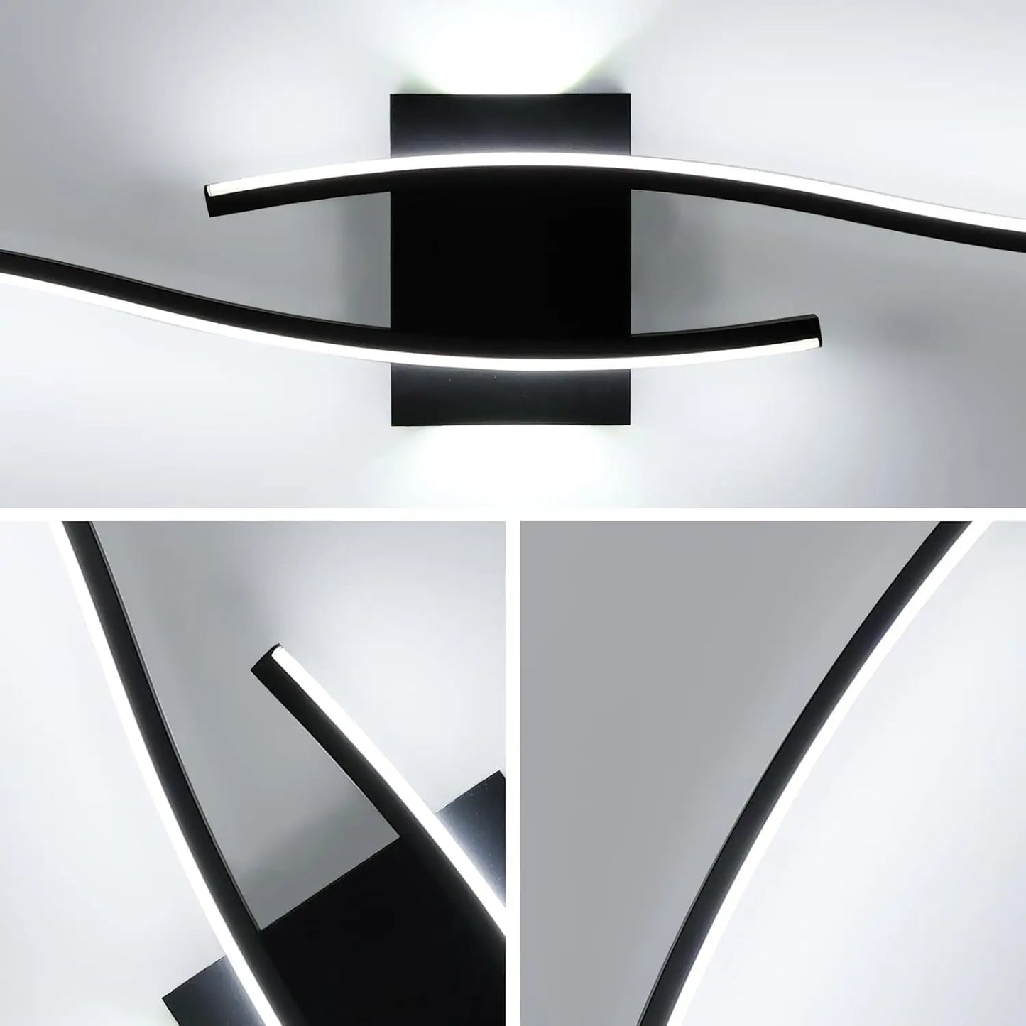 Modern Black Wall Sconce, 27W 6500K Led Iron Wall Light with Artistic Design, Perfect for Corridor, Staircase, Balcony