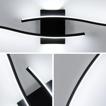 Modern Black Wall Sconce, 27W 6500K Led Iron Wall Light with Artistic Design, Perfect for Corridor, Staircase, Balcony