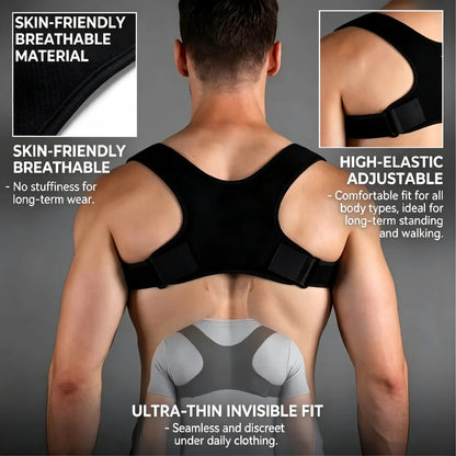 Adjustable Invisible Posture Corrector for Men Women, Breathable Upper Back Clavicle Support Brace for Hunchback Correction Pain