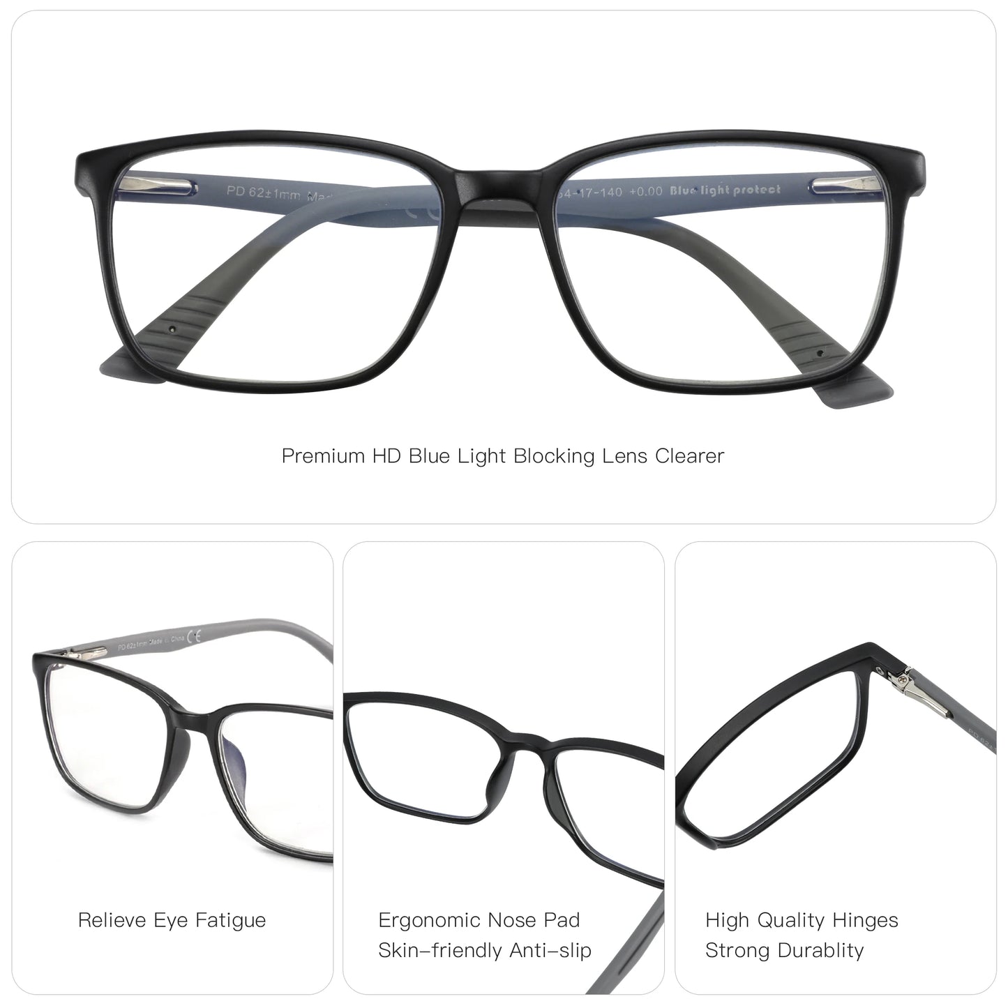 ZENOTTIC Fashion Square Anti Blue Light Blocking Reading Glasses Men Sport Readers Eyewear Unisex Anti Glare Computer Eyeglasses