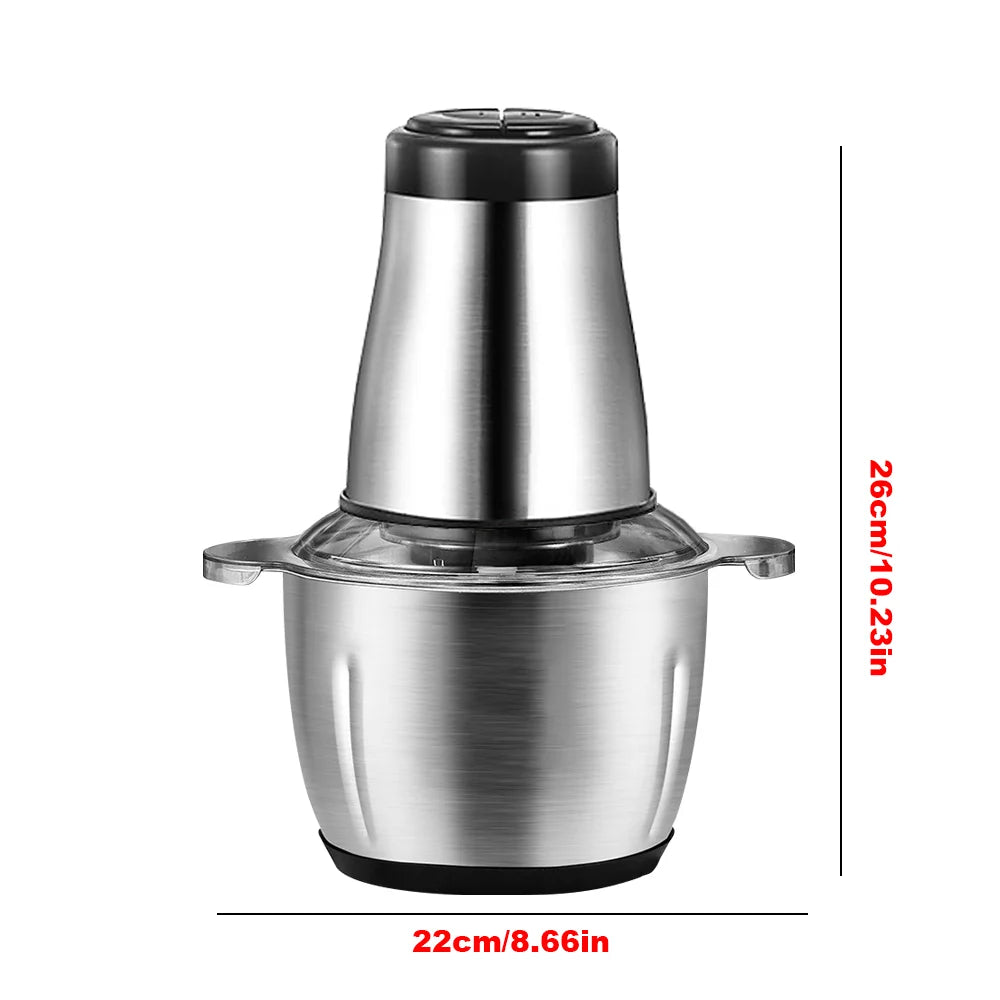 2L Electric Meat Grinder Food Crusher 2 Speeds Stainless Steel Multifunctional Vegetable Slicer Chopper Food Processor UK Plug