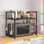 Multi-Purpose Kitchen Storage Rack - Thickened Adjustable Shelf for Microwave, Oven, Countertop Organizer with Tool Hooks