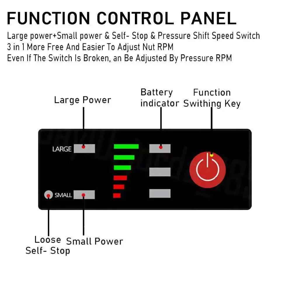 Heavy Duty 1/2" Cordless Electric Impact Wrench Impact Drill Gun Ratchet Driver
