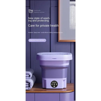 8L Foldable Mini Washer Spin Dryer Portable Cleaning Machine for Socks Underwear Panties Home Use Small Laundry