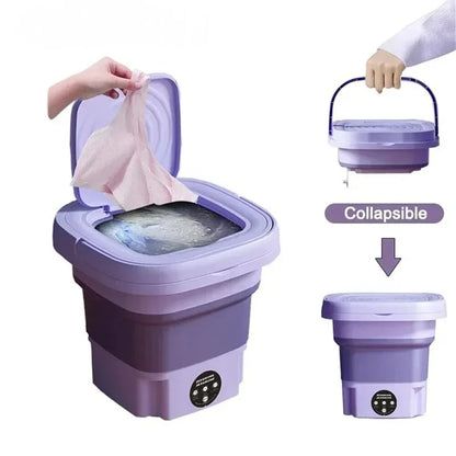 8L Foldable Mini Washer Spin Dryer Portable Cleaning Machine for Socks Underwear Panties Home Use Small Laundry