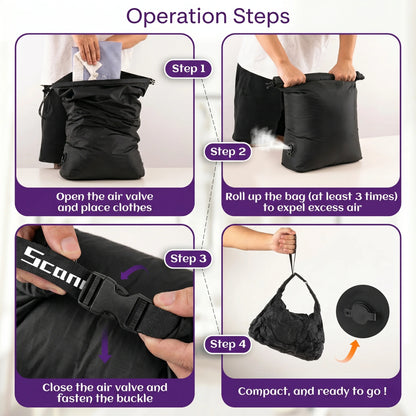 Luggage Vacuum Compression Bag Pump Free Reusable Vacuum Storage Bag 70% Space Save Waterproof Travel Clothes Sealed Packing Bag