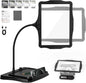 10X Rechargeable Full Page Magnifier，Large Len Magnifying Glass with 50 LED Lights & 3-IN-1 Gooseneck for Seniors Close Work