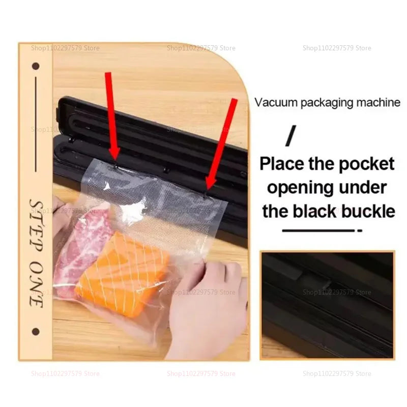 Small Automatic Vacuum Sealer for Food Packaging Compression Sealing Machine for Cooked Food Plastic Sealers Kitchen Storage