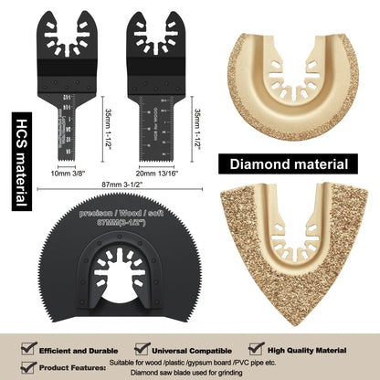 Japanese Tooth Carbide Oscillating Saw Blade Kit 10-39Pcs Arc Edge Oscillating Multitool Blades Precise Cut for Wood PVC Iron