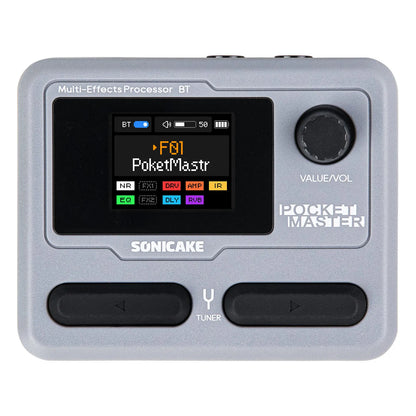 SONICAKE Pocket Master Compact Guitar Bass Amp 100+ Multi-Effects Pedal APP Control 1.77" LCD color screen QME-10