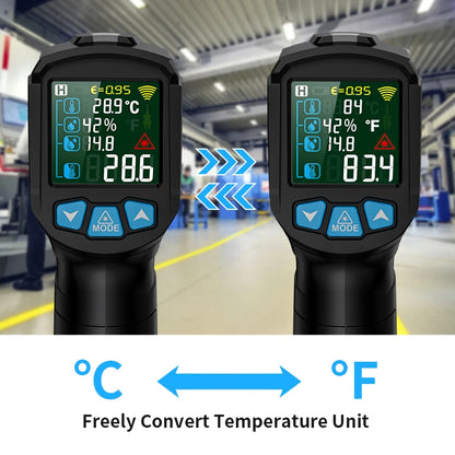 Digital Infrared Thermometer -50 to 800℃ Laser Thermometer -58 to 1472℉ Temperature Meter Digital Thermometer Backlight Alarm