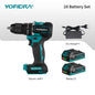 YOFIDRA 13MM Brushless Electric Impact Drill  35+3 Torque Cordless Woodworking Screwdriver Power Tool For Makita Battery Pin