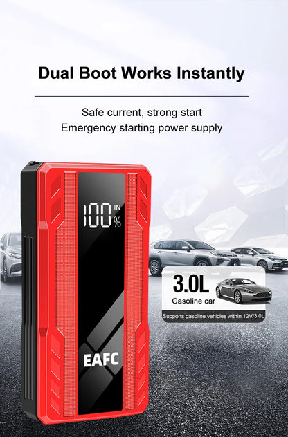 EAFC 1000A/1200A Jump Starter Power Bank Portable Charger Starting Device for 3.0L Emergency Car Battery Jump Starter
